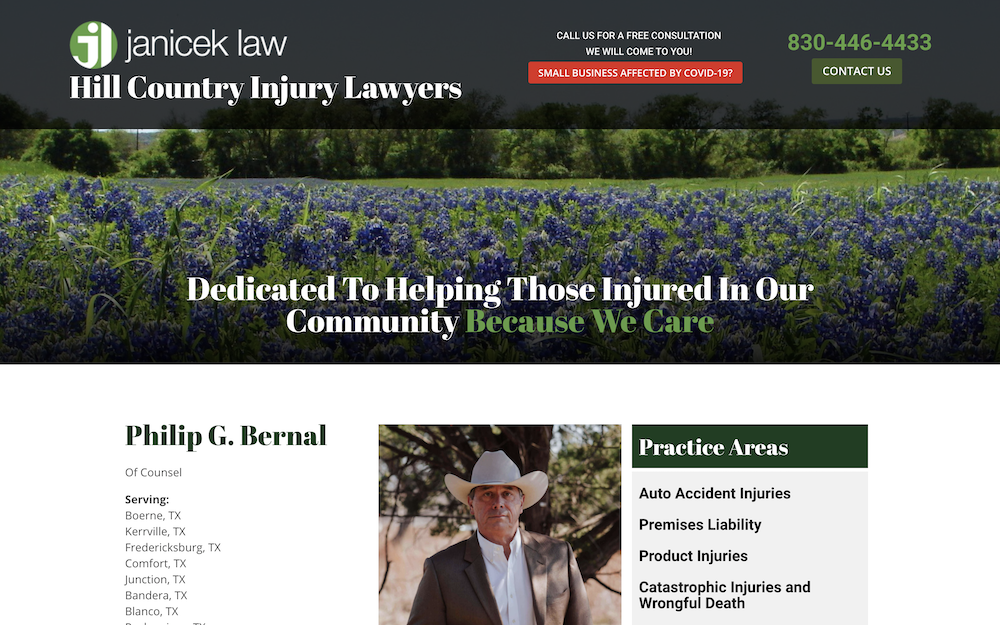 Hill Country Injury Lawyers website