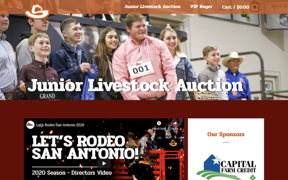 San Antonio Rodeo Auction website